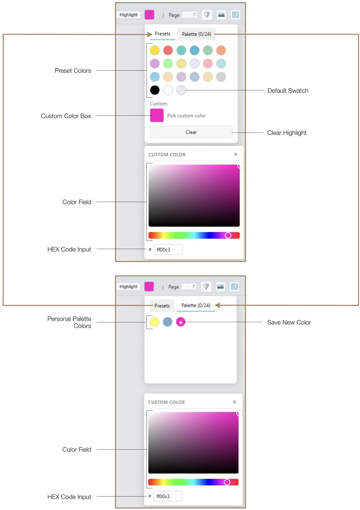Color Picker Personal Palette tab for saving favorite colors